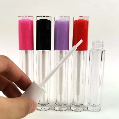 2020 new hot selling custom private label 5ml black pink white lip gloss containers lipgloss tube with brush tip