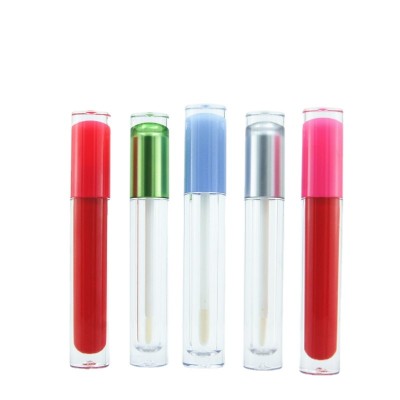 2020 Low Moq Empty Clear Purple Top Round Lipgloss Bottles Packaging Liquid Lipstick Container Lip Gloss Tubes With Brush Wands