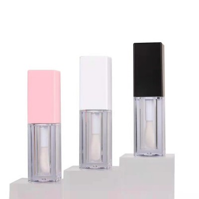 Square Big Doe Foot Applicator Lip Gloss Tubes Pink White Black Empty Lipgloss Container Plastic Tubes With Thick Brush 5ml 6ml