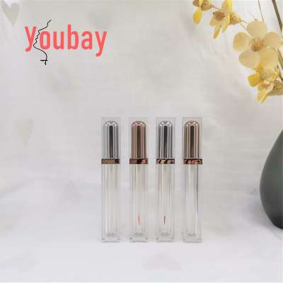 2020 new arrival square plastic acrylic clear rose gold silver 8ml  lip gloss tube eyeliner containers