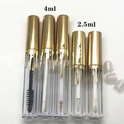 2020 new products gilt wave pattern glitter gold cap lipgloss tube with drip come down clear bottles