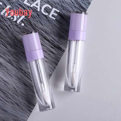 hot selling high quality empty pink purple cap 6ml clear lip gloss tubes with brush tip